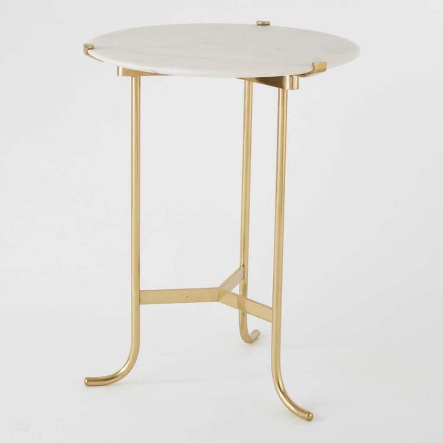 Picture of PLIÉ TABLE-POLISHED BRASS/WHITE HONED MARBLE