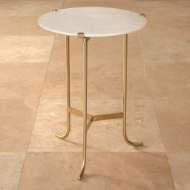 Picture of PLIÉ TABLE-POLISHED BRASS/WHITE HONED MARBLE