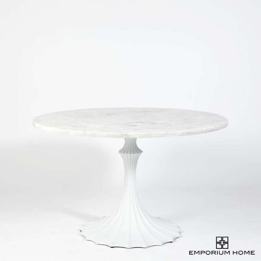 Picture of FLUTE TABLE 48" WHITE MARBLE TOP W/26" WHITE BASE