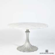 Picture of FLUTE TABLE 48" WHITE MARBLE TOP W/26" SILVER LEAF BASE