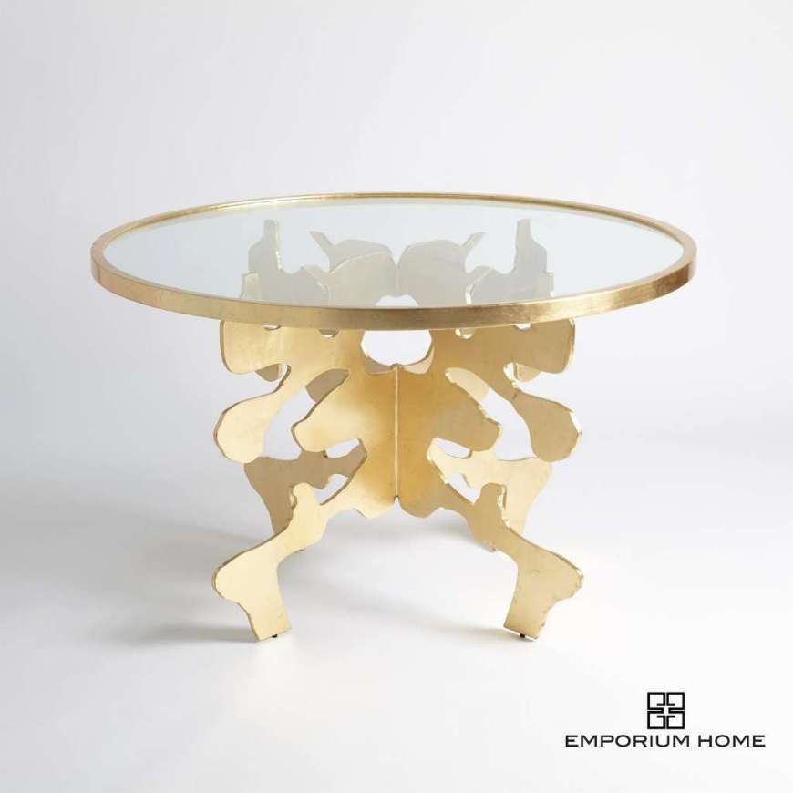 Picture of INK BLOT DINING TABLE-GOLD LEAF-48"