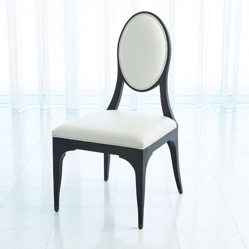 Picture of HARLOW CHAIR-BLACK W/WHITE LEATHER & MUSLIN