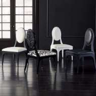 Picture of HARLOW CHAIR-BLACK W/WHITE LEATHER & MUSLIN