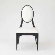 Picture of HARLOW CHAIR-BLACK W/WHITE LEATHER & MUSLIN