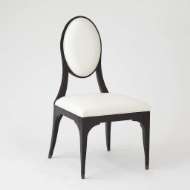 Picture of HARLOW CHAIR-BLACK W/WHITE LEATHER & MUSLIN