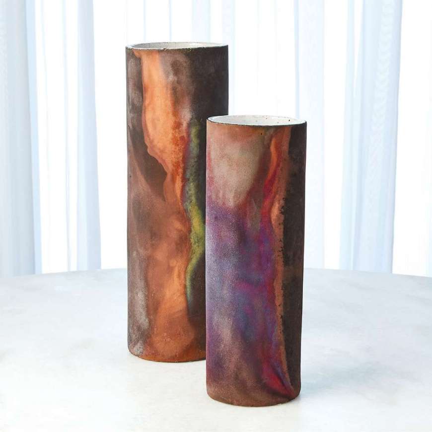 Picture of RUST CYLINDER RAKU VASES