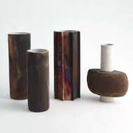 Picture of RUST CYLINDER RAKU VASES