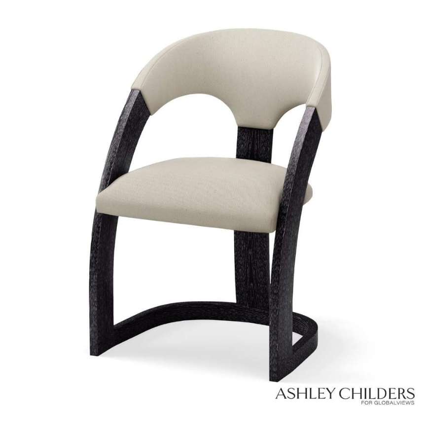 Picture of DELIA CHAIR-EBONY CERUSED-MUSLIN