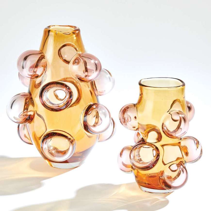 Picture of BUBBLED VASES-AMBER BLUSH