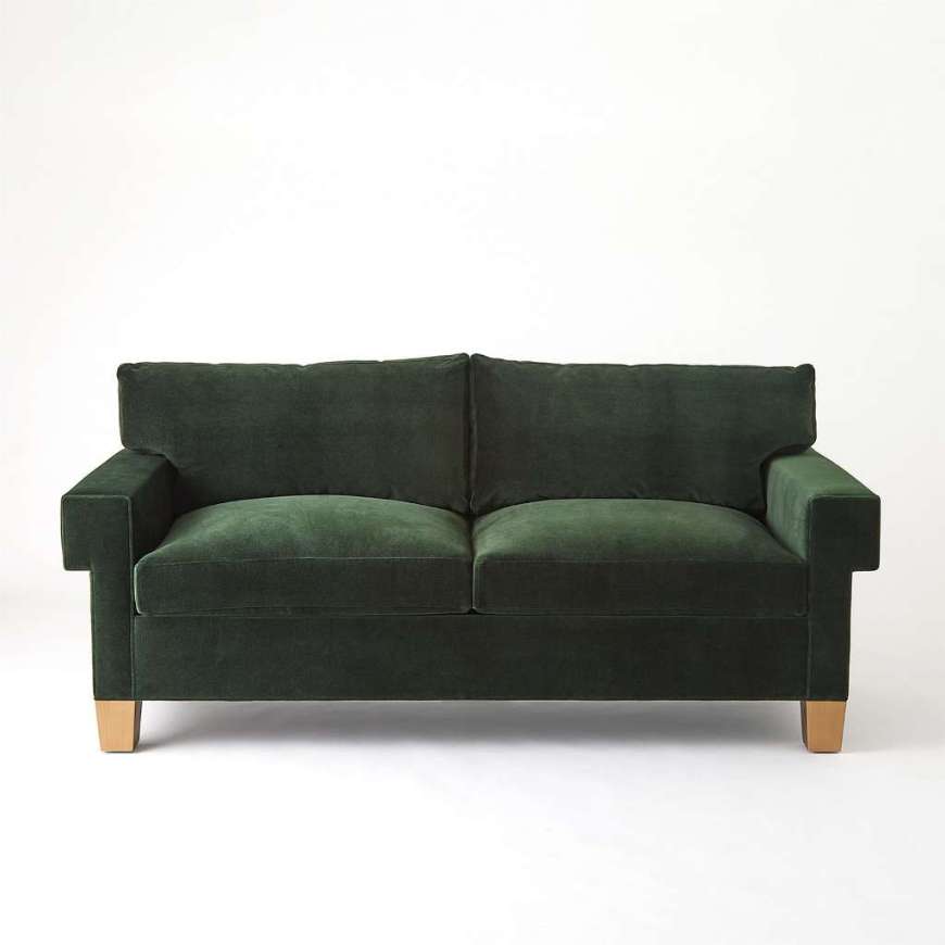 Picture of SQUARE ARM SOFA-GREEN VELVET