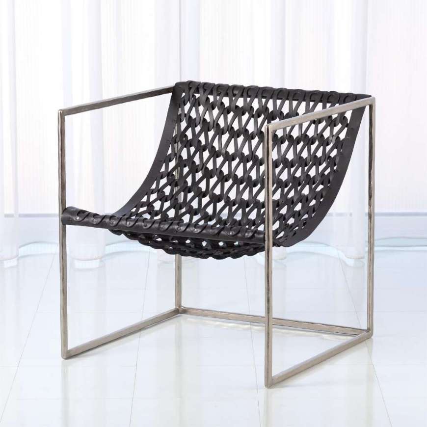 Picture of KNIT & PEARL CHAIR-NICKEL-DARK GREY LEATHER