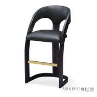 Picture of DELIA BAR STOOL-EBONY CERUSED-GRAPHITE LEATHER