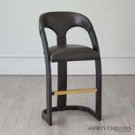 Picture of DELIA BAR STOOL-EBONY CERUSED-GRAPHITE LEATHER