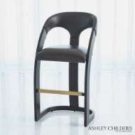 Picture of DELIA BAR STOOL-EBONY CERUSED-GRAPHITE LEATHER