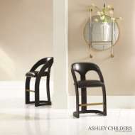 Picture of DELIA BAR STOOL-EBONY CERUSED-GRAPHITE LEATHER