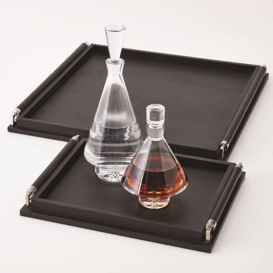 Picture of WRAPPED HANDLE TRAY-BLACK LEATHER