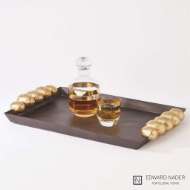 Picture of PEBBLE TRAY-BRONZE W/GOLD LEAF HANDLES