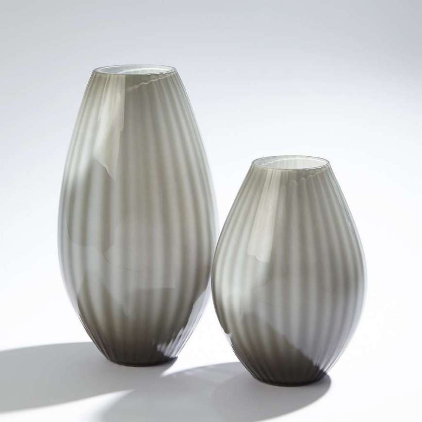 Picture of CASED GLASS STRIPE VASE-GREY