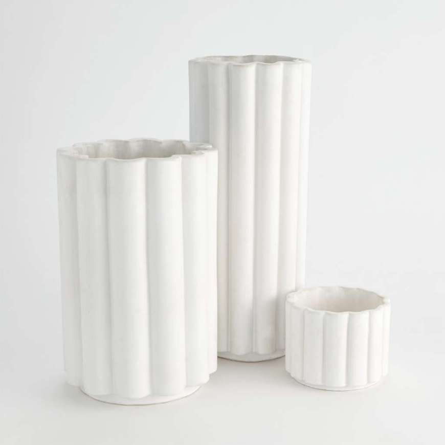 Picture of CABLE FLUTED VASE-MATTE WHITE