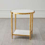 Picture of CIRCLE/SQUARE SIDE TABLE-GOLD W/WHITE MARBLE