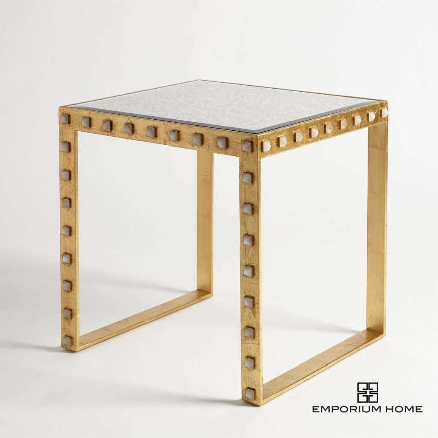 Picture of QUARTZ STUD END TABLE-GOLD LEAF