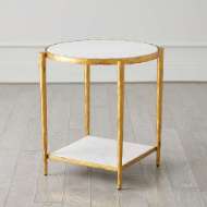 Picture of CIRCLE/SQUARE SIDE TABLE-GOLD W/WHITE MARBLE