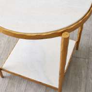 Picture of CIRCLE/SQUARE SIDE TABLE-GOLD W/WHITE MARBLE