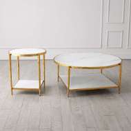 Picture of CIRCLE/SQUARE SIDE TABLE-GOLD W/WHITE MARBLE