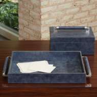 Picture of DOUBLE HANDLE SERVING TRAY-BLUE WASH