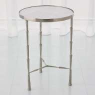 Picture of SPIKE ACCENT TABLE-ANTIQUE NICKEL W/WHITE MARBLE TOP