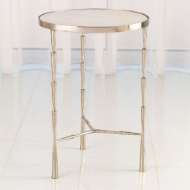 Picture of SPIKE ACCENT TABLE-ANTIQUE NICKEL W/WHITE MARBLE TOP