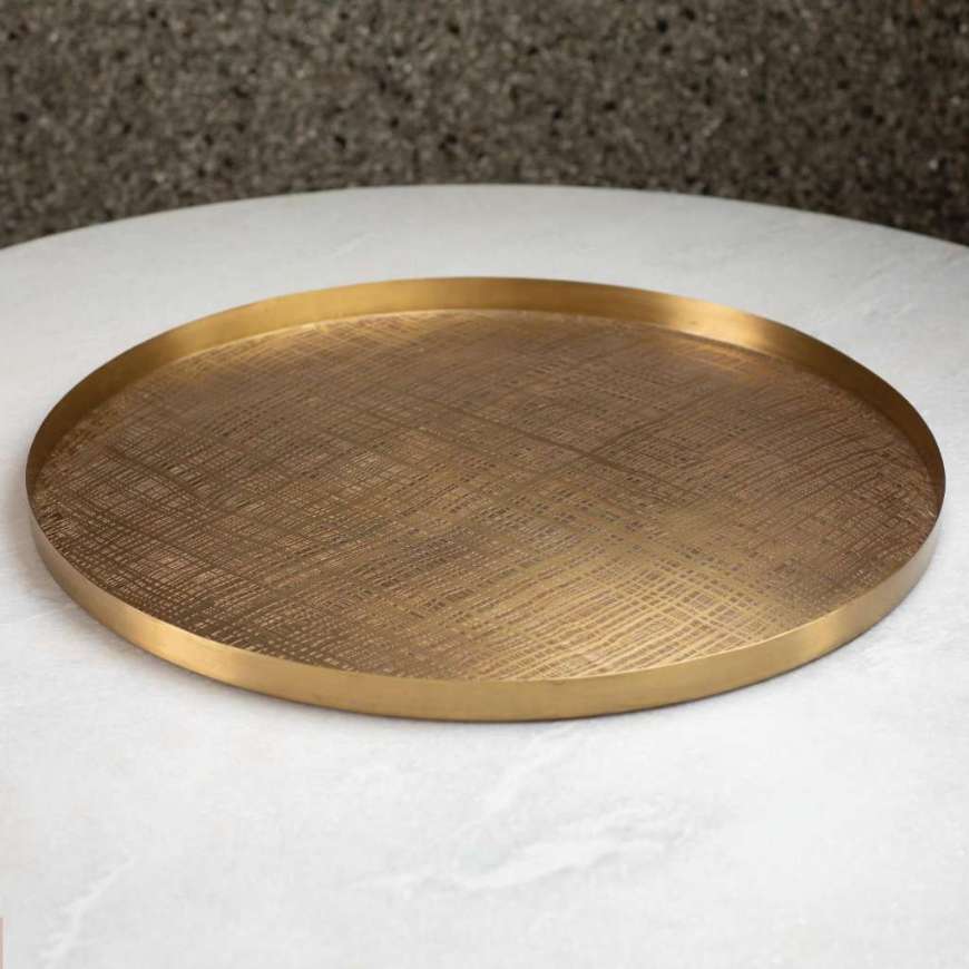 Picture of PLAID ETCHED TRAY-ANTIQUE BRASS