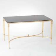 Picture of FRENCH SQUARE LEG COCKTAIL TABLE-BRASS & BLACK GRANITE