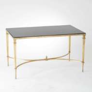 Picture of FRENCH SQUARE LEG COCKTAIL TABLE-BRASS & BLACK GRANITE