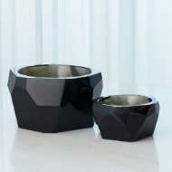 Picture of MULTI FACET CRYSTAL BOWL-GREY-LG