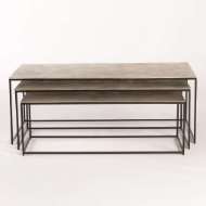 Picture of S/3 SAND CASTED NESTING COCKTAIL TABLES-BLACK FRAME W/NICKEL TOP