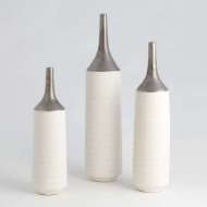 Picture of TWO-TONED VASE-SILVER/WHITE