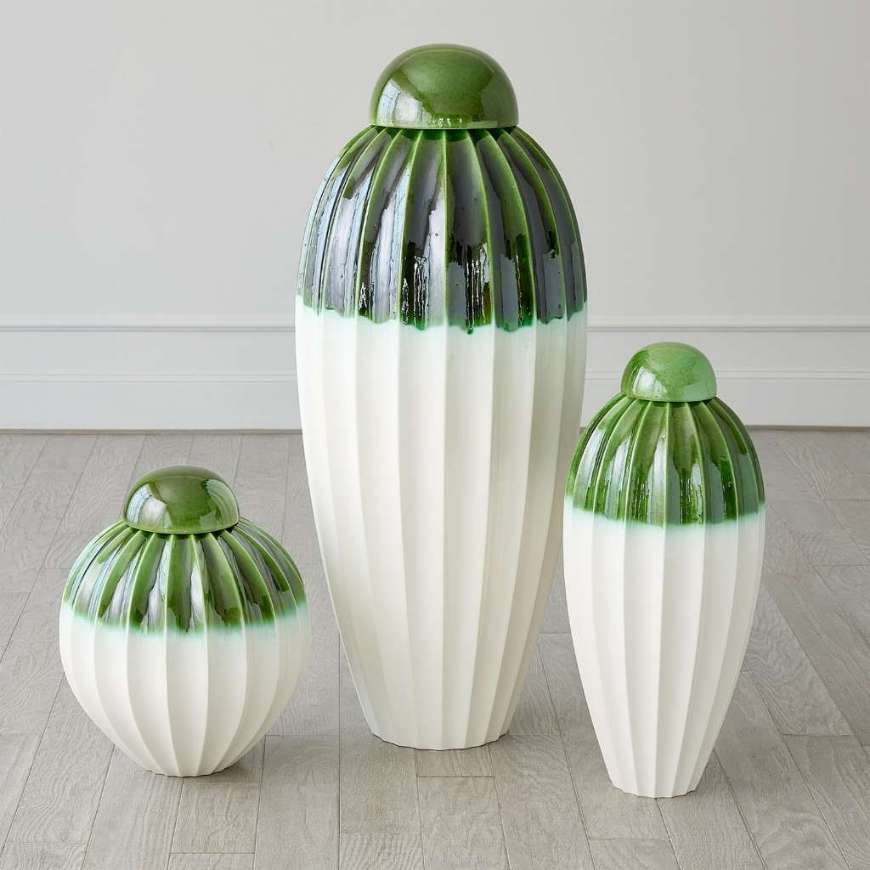 Picture of FLUTED JARS W/LID-EMERALD