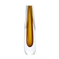 Picture of TRIANGLE CUT GLASS VASE-AMBER