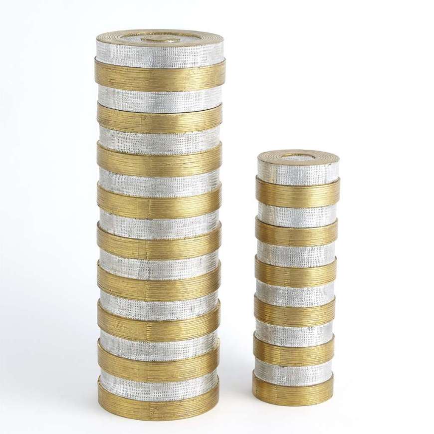 Picture of HIGH METAL HORIZONTAL STRIPE BOX-NICKEL/BRASS