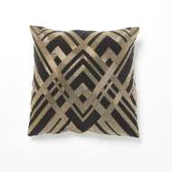 Picture of WOVEN LINES PILLOW-BLACK & GOLD