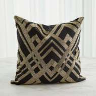 Picture of WOVEN LINES PILLOW-BLACK & GOLD