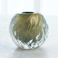 Picture of ROUND SWIRL VASE-GREEN GOLD