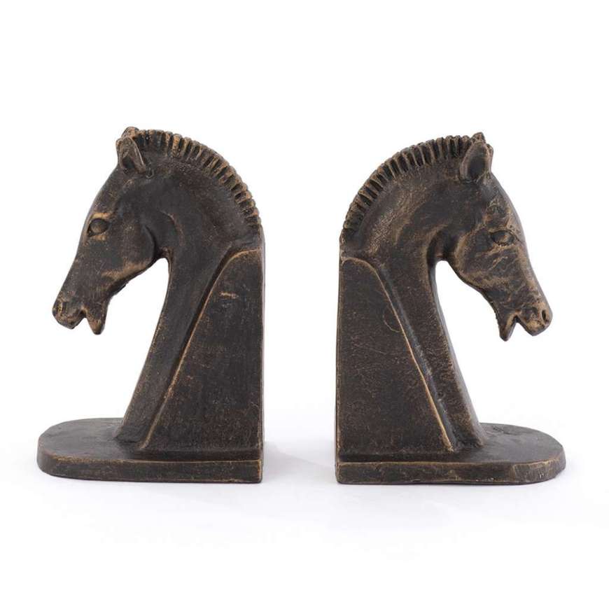 Picture of TROJAN HORSE HEAD BOOKENDS-BRONZE