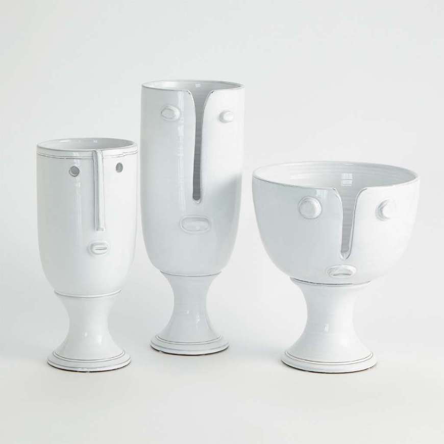 Picture of LONG NOSE VASES AND BOWL-WHITE