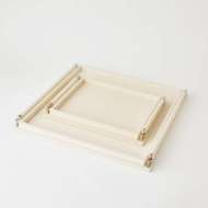 Picture of WRAPPED HANDLE TRAY-IVORY LEATHER