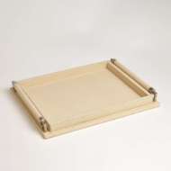 Picture of WRAPPED HANDLE TRAY-IVORY LEATHER