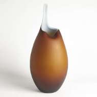 Picture of FROSTED AMBER VASE W/BLUE CASING