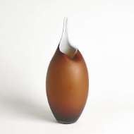 Picture of FROSTED AMBER VASE W/BLUE CASING