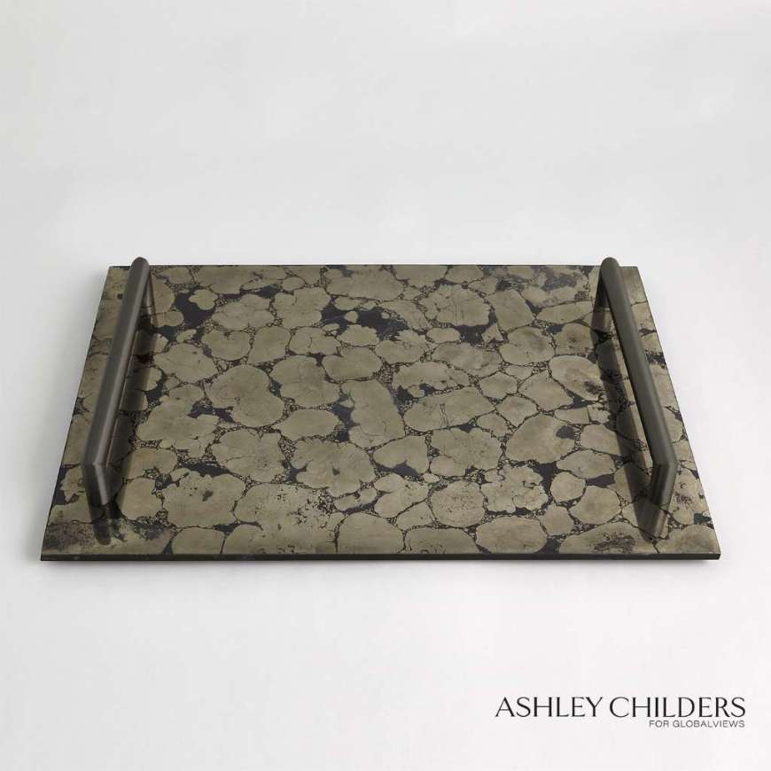 Picture of PYRITE TRAY W/BRONZE HANDLES